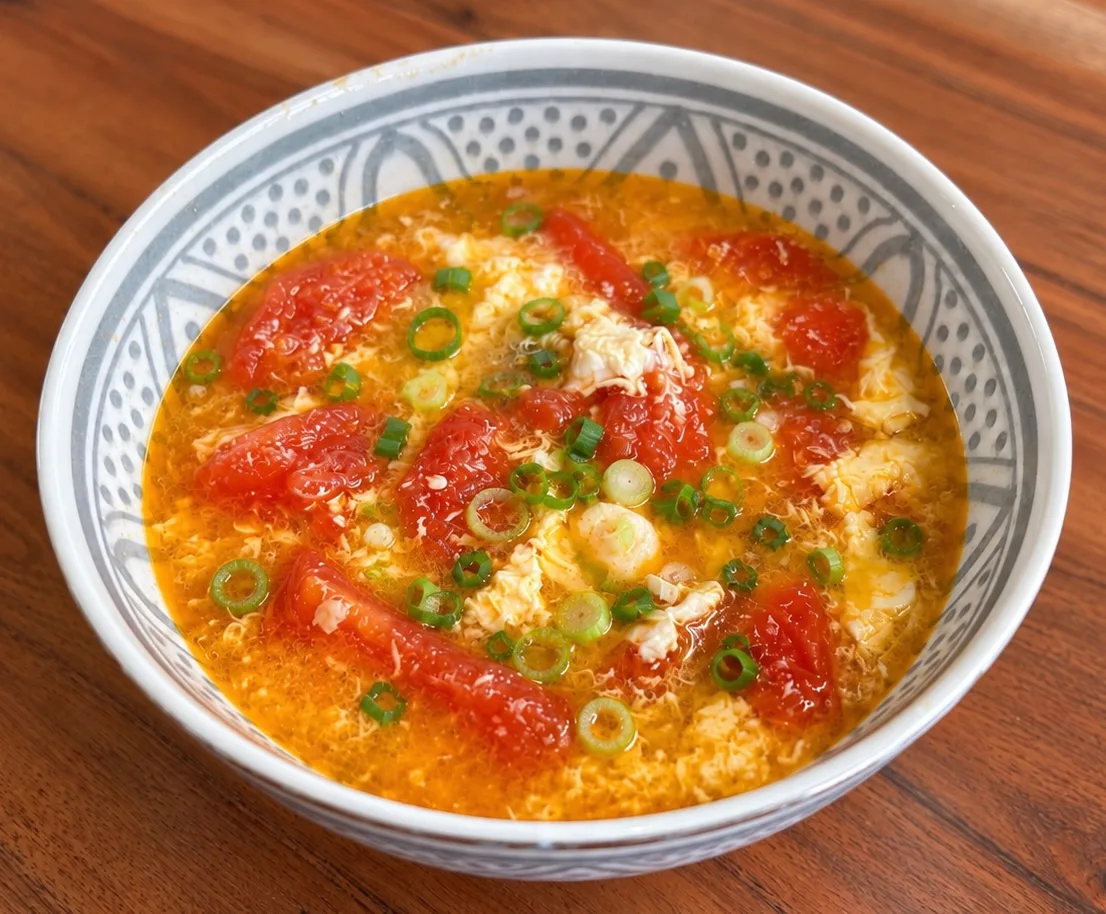 Canh cà chua trứng — Tomaten-ei soep